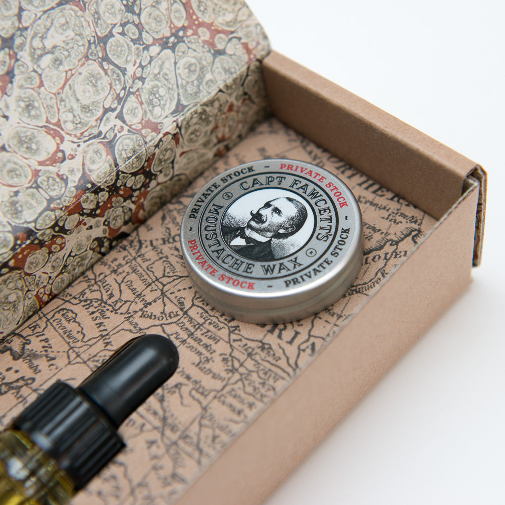 Captain Fawcett's Private Stock Beard Oil & Moustache Wax Gift Set