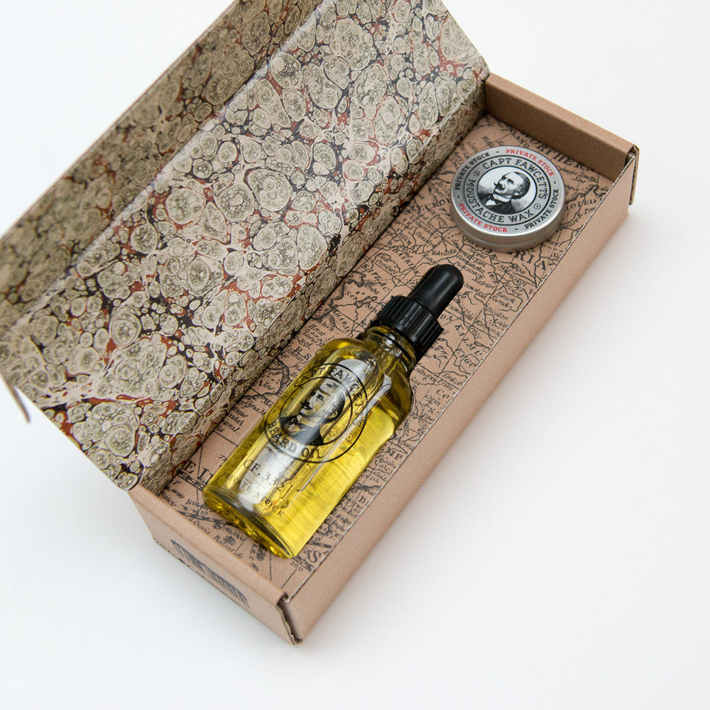 Captain Fawcett's Private Stock Beard Oil & Moustache Wax Gift Set