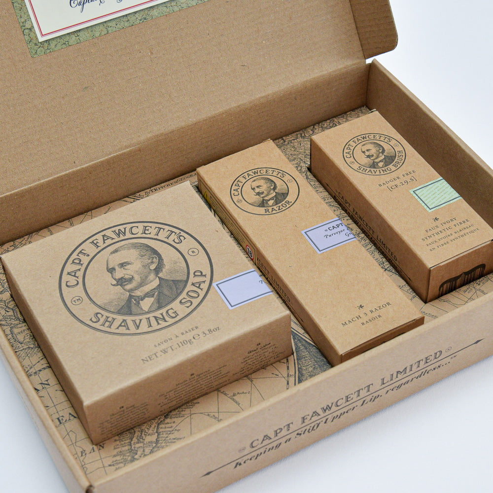 Faux Shave Brush, Razor & Soap Gift Set