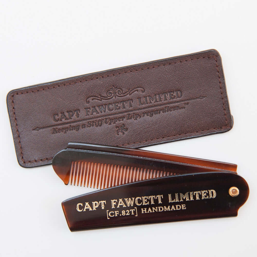 Captain Fawcett's Folding Pocket Beard Comb with Case
